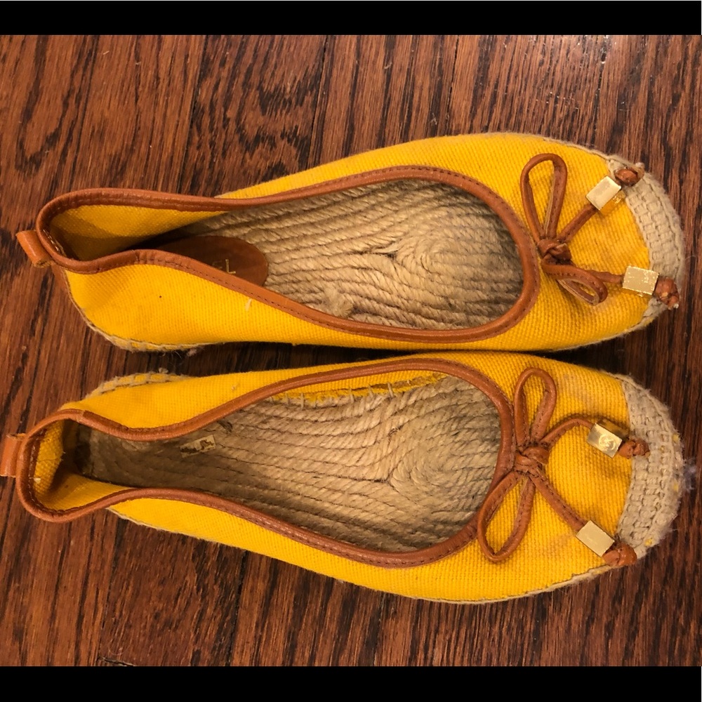 Michael Kors espadrille flats sz 6, mustard yellow